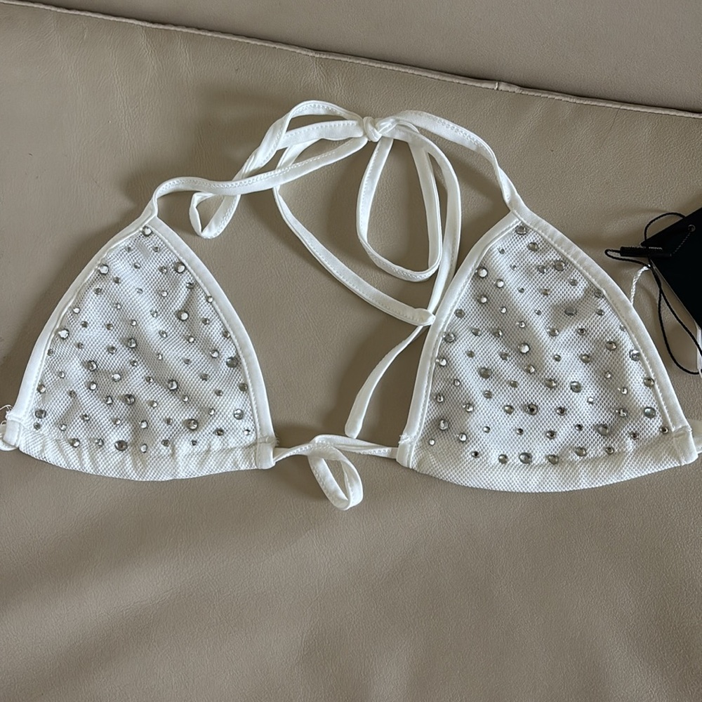 NWT White Rhinestone Bikini Set Festival - Picture 4 of 6